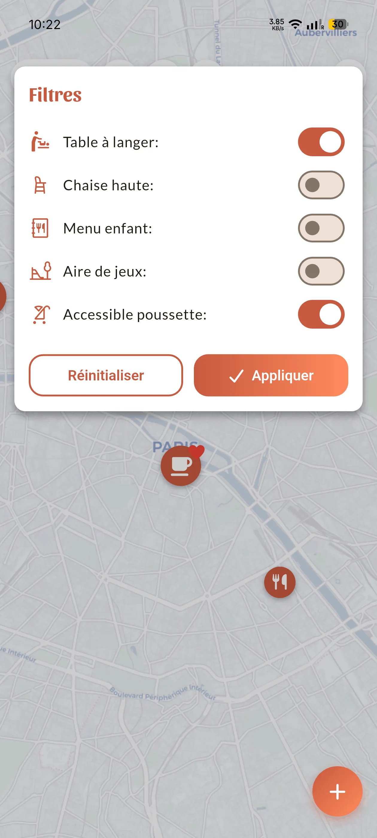Filtrer par équipements
