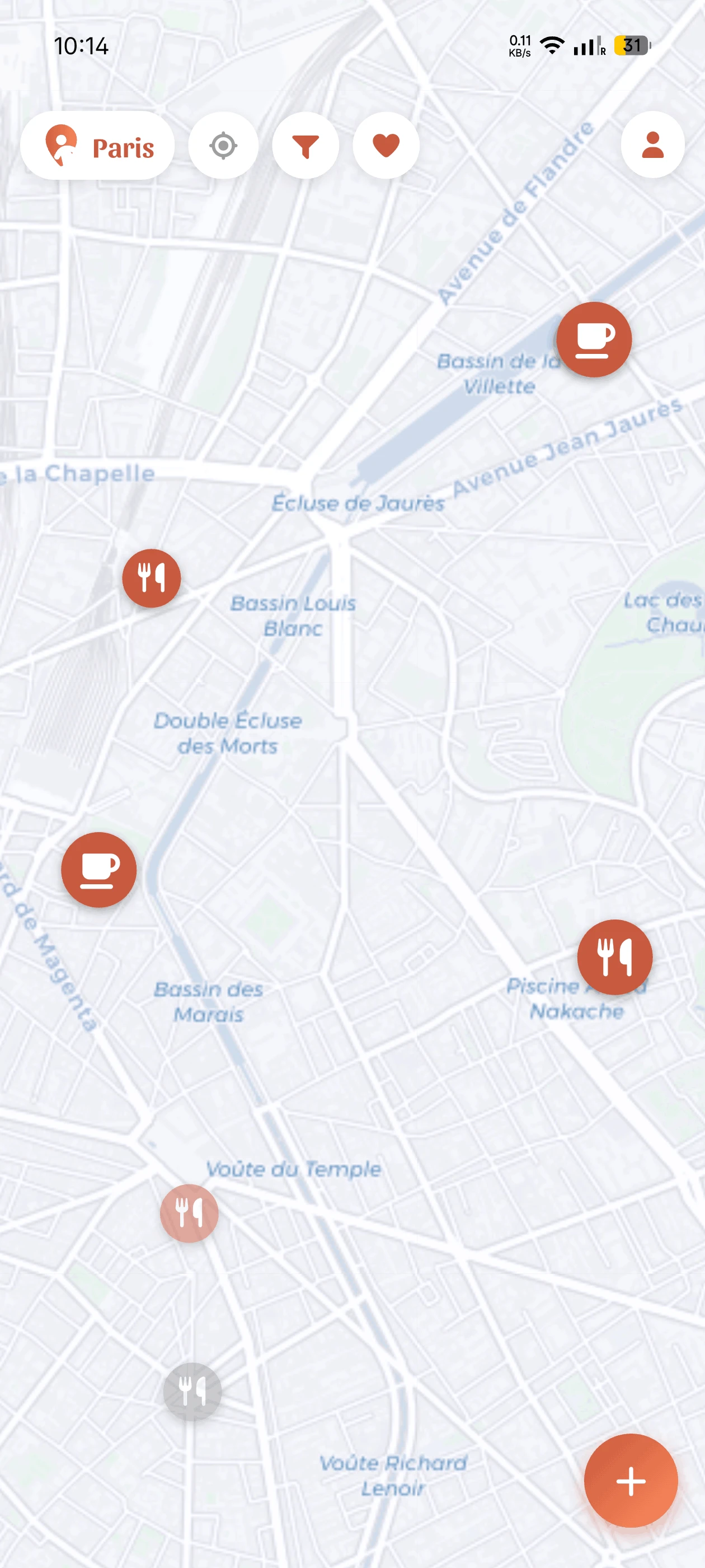 TribuMap map view showing kid-friendly places in Paris